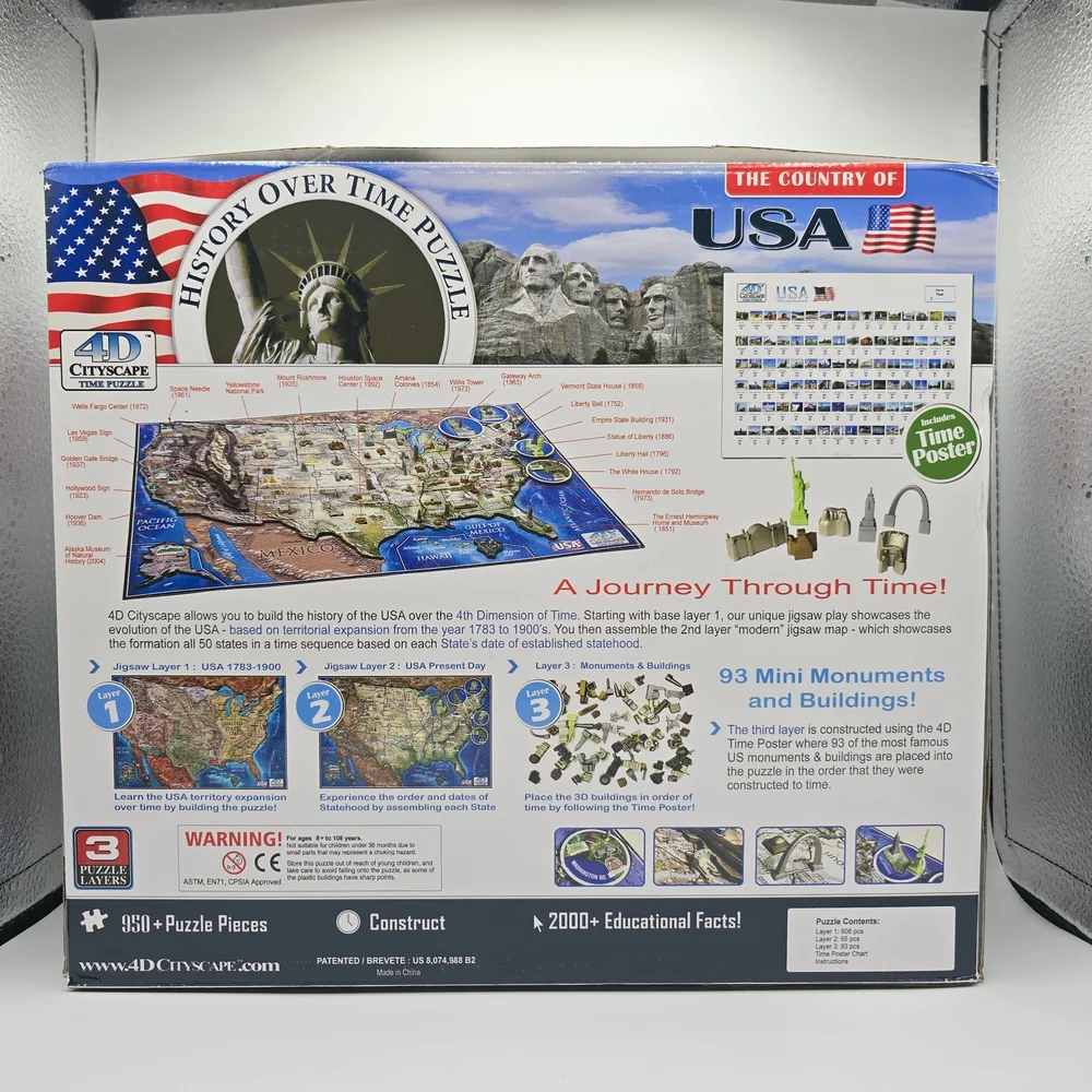 NIB 4D Cityscape Time Puzzle The Country of USA 950+ Pieces, 24